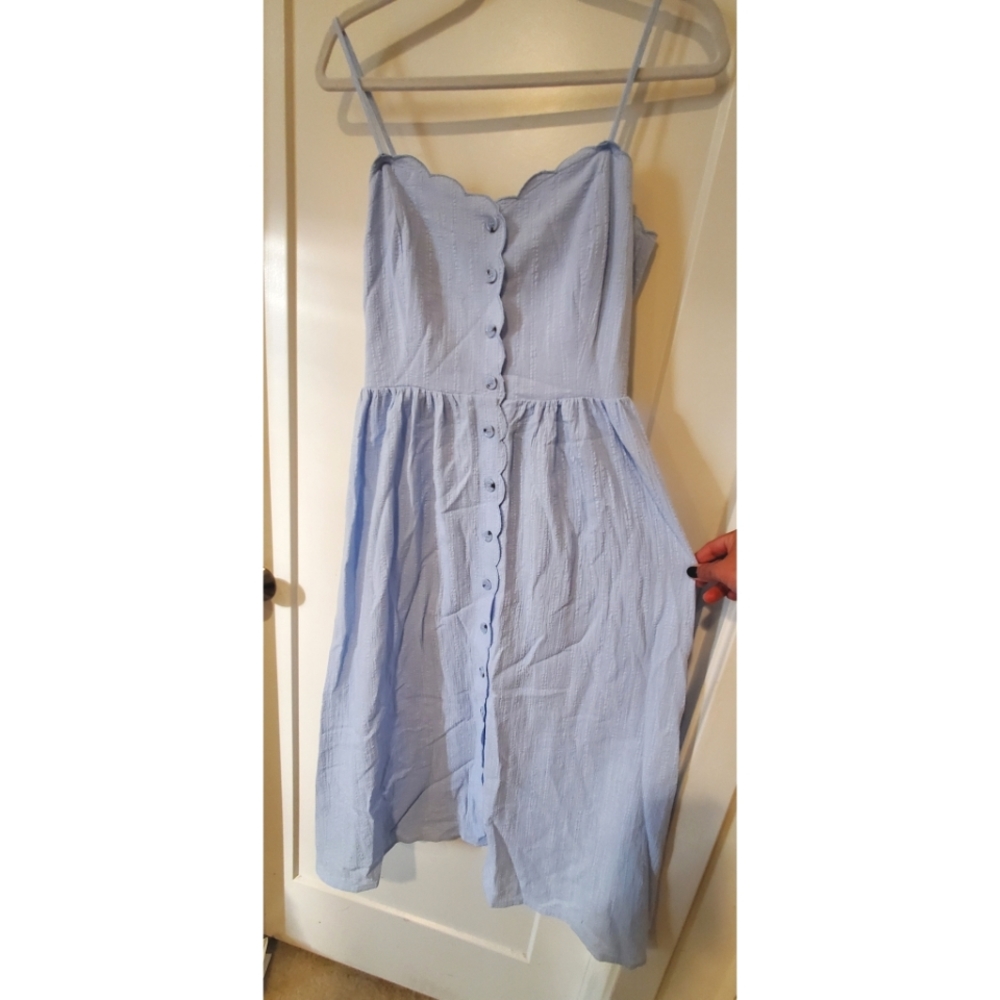 Pale blue H&M button midi cotton dress